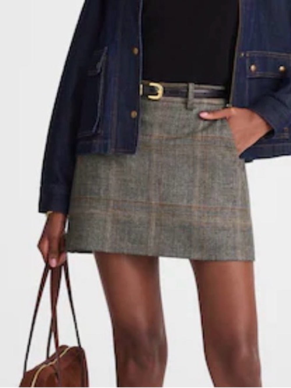 Madewell Women's Gray/Black Plaid Tweed Mini Skirt Zip Closure
Lined Sz 4